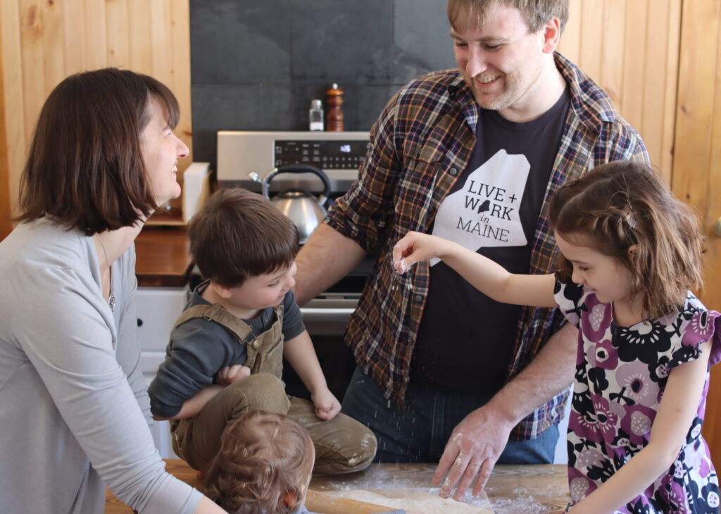 family baking in the kitchen